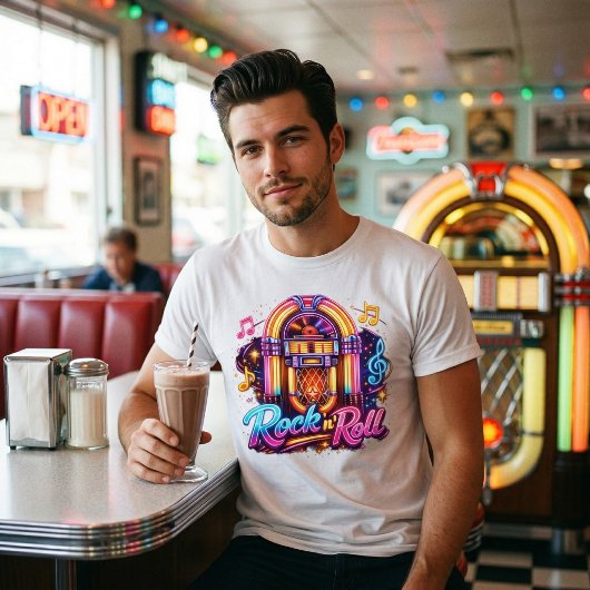 Levendige Neon Rock 'n' Roll Jukebox Tri-Blend Shirt