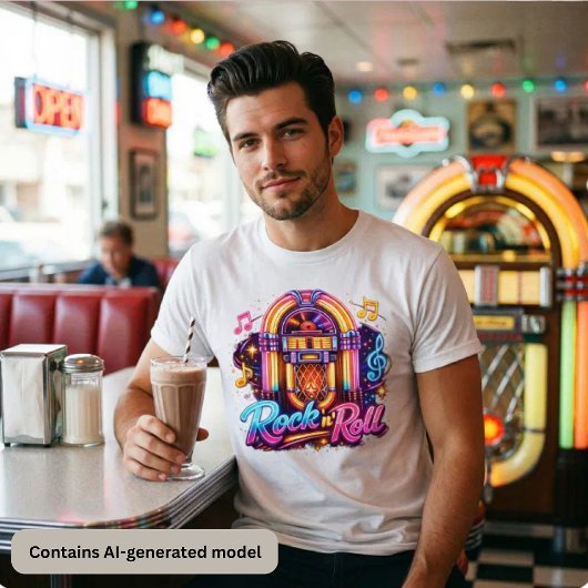 Levendige Neon Rock 'n' Roll Jukebox Tri-Blend Shirt