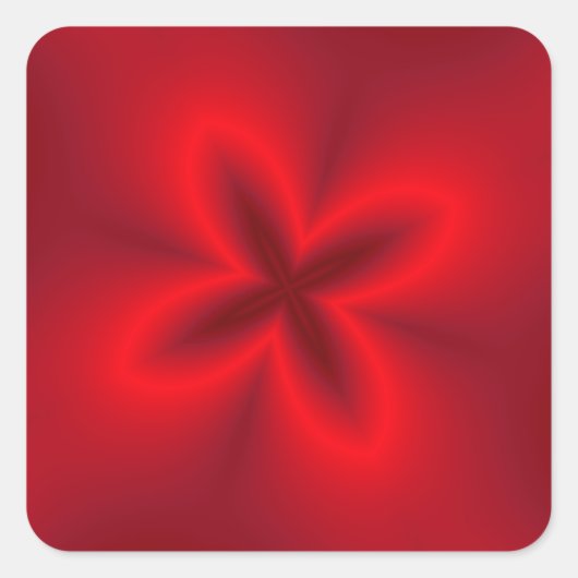 Levendige Neon Rode Bloem Vierkante Sticker (Voorkant)