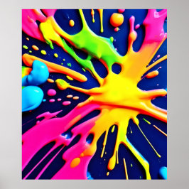Levendige Neon Spatten Poster