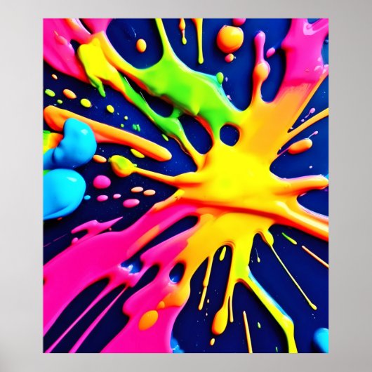Levendige Neon Spatten Poster (Voorkant)