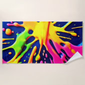 Levendige Neon Spatten Strandlaken (Voorkant)