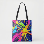 Levendige Neon Spatten Tote Bag (Voorkant)