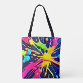 Levendige Neon Spatten Tote Bag (Achterkant)