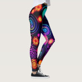 Levendige Neon Spiral en Dot Art Leggings (Rechts)