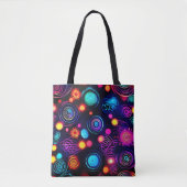 Levendige Neon Spiral en Dot Art Tote Bag (Voorkant)