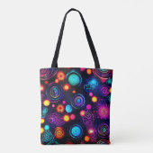 Levendige Neon Spiral en Dot Art Tote Bag (Achterkant)