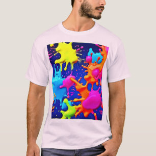 Levendige Neon Splashes op Dark Canvas T-shirt
