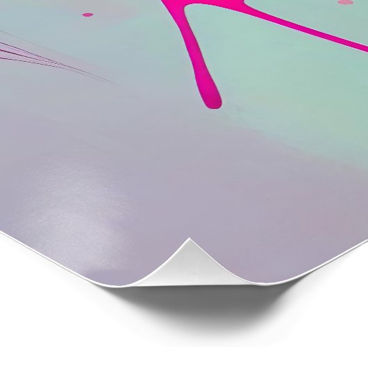 Levendige Neon Sugar Skull met Abstracte Paint Spl Perfect Poster (Hoek)