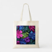 Levendige neon tropische Monstera-bladeren achterg Tote Bag (Achterkant)
