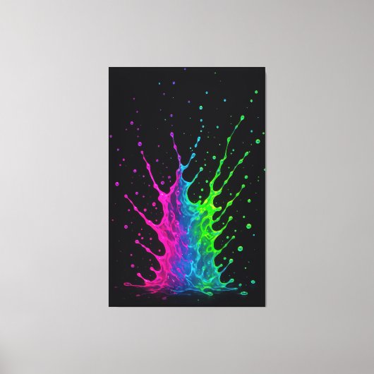 Levendige Neon Verfspat Abstracte Muurkunst Canvas Afdruk (Voorkant)