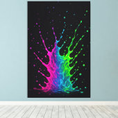 Levendige Neon Verfspat Abstracte Muurkunst Canvas Afdruk (Insitu (Houten vloer))