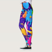Levendige Neon Verfspatten Kunst Leggings (Links)