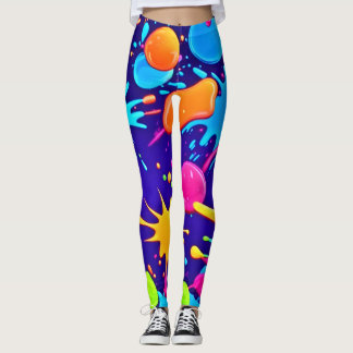 Levendige Neon Verfspatten Kunst Leggings
