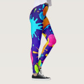 Levendige Neon Verfspatten Kunst Leggings (Rechts)
