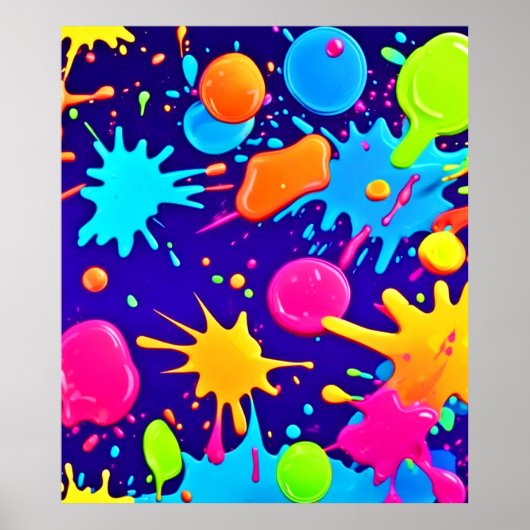 Levendige Neon Verfspatten Kunst Poster (Voorkant)