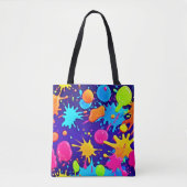 Levendige Neon Verfspatten Kunst Tote Bag (Voorkant)