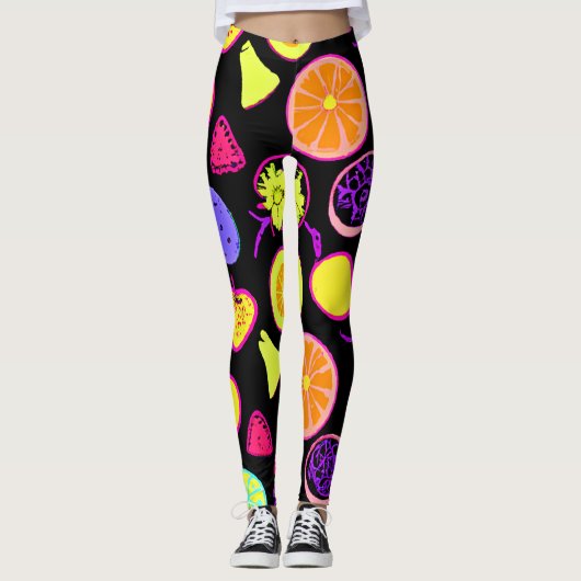 Levendige neon vruchten artistry leggings (Voorkant)