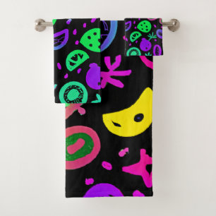 Levendige neon vruchten patroon kunst bad handdoek