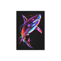Levendige Neonhaai Moderne Digitale Oceaan