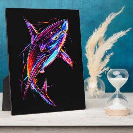 Levendige Neonhaai Moderne Digitale Oceaan Fotoplaat