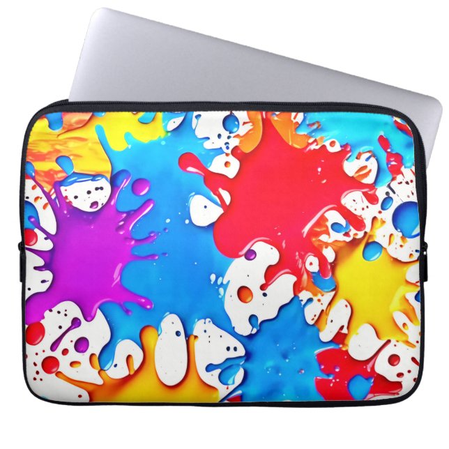 Levendige neonkleuren uiteenspat laptop sleeve (Voorkant)