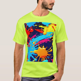 Levendige Neonverf in vloeiende expressie T-shirt