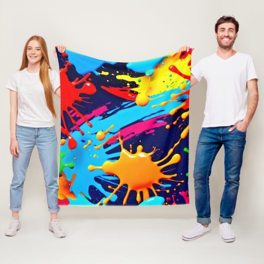 Levendige neonverf in vloeistofexpressie fleece deken (In situ)