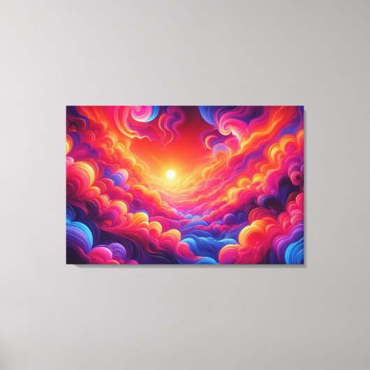 Levendige neonzonsondergang canvas afdruk (Voorkant)