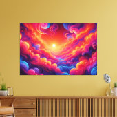 Levendige neonzonsondergang canvas afdruk (Insitu (Woonkamer))
