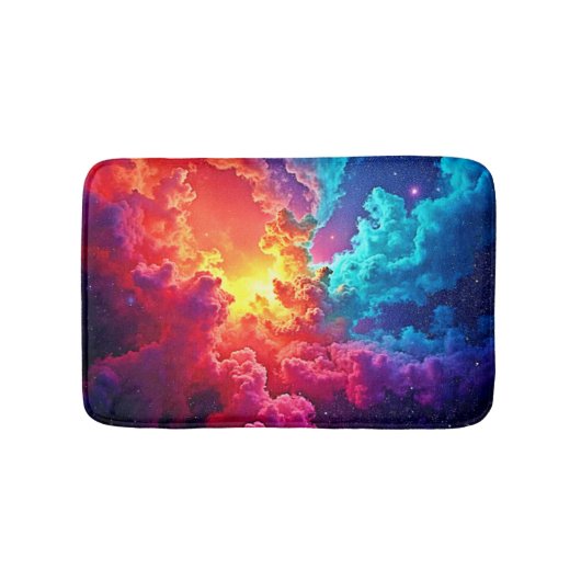 Levendige Nevelkunst: Kosmische Kleur Kunst Badmat (Voorkant)