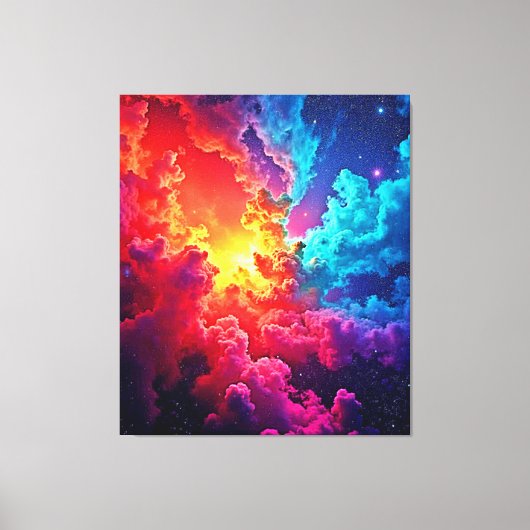 Levendige Nevelkunst: Kosmische Kleur Kunst Canvas Afdruk (Voorkant)