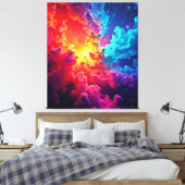 Levendige Nevelkunst: Kosmische Kleur Kunst Canvas Afdruk (Insitu (Slaapkamer))
