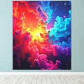 Levendige Nevelkunst: Kosmische Kleur Kunst Canvas Afdruk (Insitu (Houten vloer))