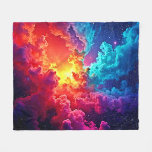 Levendige Nevelkunst: Kosmische Kleur Kunst Fleece Deken