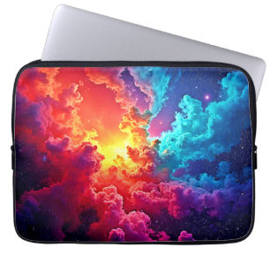 Levendige Nevelkunst: Kosmische Kleur Kunst Laptop Sleeve
