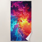 Levendige Nevelkunst: Kosmische Kleur Kunst Strandlaken (Voorkant)