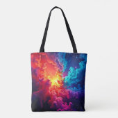 Levendige Nevelkunst: Kosmische Kleur Kunst Tote Bag (Achterkant)