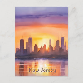 Levendige New Jersey Waterverf Sunset Art Briefkaart