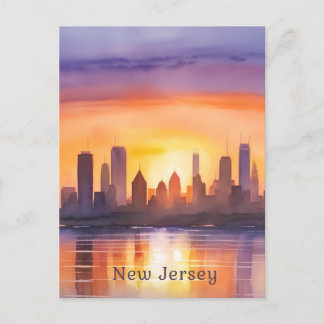Levendige New Jersey Waterverf Sunset Art Briefkaart