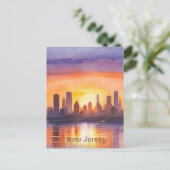 Levendige New Jersey Waterverf Sunset Art Briefkaart (Staand voorkant)
