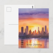 Levendige New Jersey Waterverf Sunset Art Briefkaart (Voorkant / Achterkant)