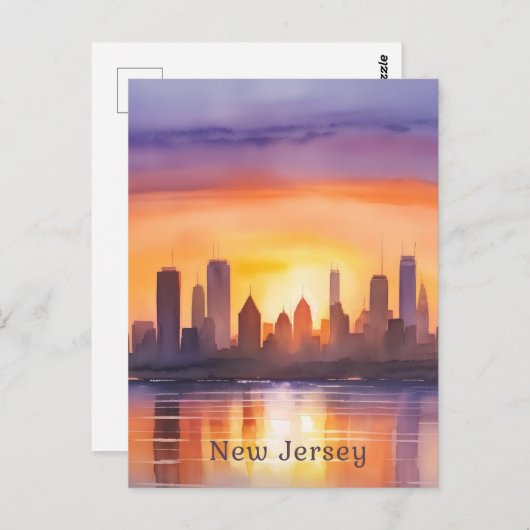 Levendige New Jersey Waterverf Sunset Art Briefkaart (Voorkant / Achterkant)