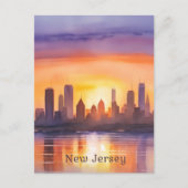 Levendige New Jersey Waterverf Sunset Art Briefkaart (Voorkant)