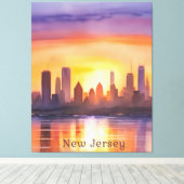 Levendige New Jersey Waterverf Sunset Art Canvas Afdruk (Insitu (Houten vloer))