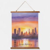 Levendige New Jersey Waterverf Sunset Art Hangend Wandkleed (Voorkant)