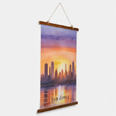 Levendige New Jersey Waterverf Sunset Art Hangend Wandkleed (Gebogen)