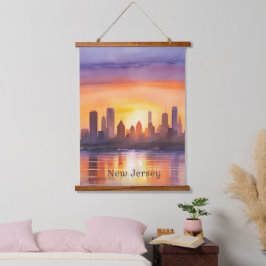 Levendige New Jersey Waterverf Sunset Art Hangend Wandkleed