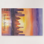 Levendige New Jersey Waterverf Sunset Art Legpuzzel (Horizontaal)