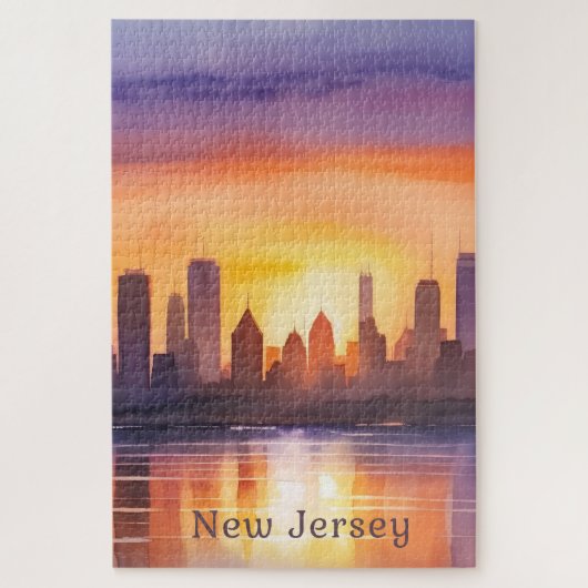 Levendige New Jersey Waterverf Sunset Art Legpuzzel (Verticaal)